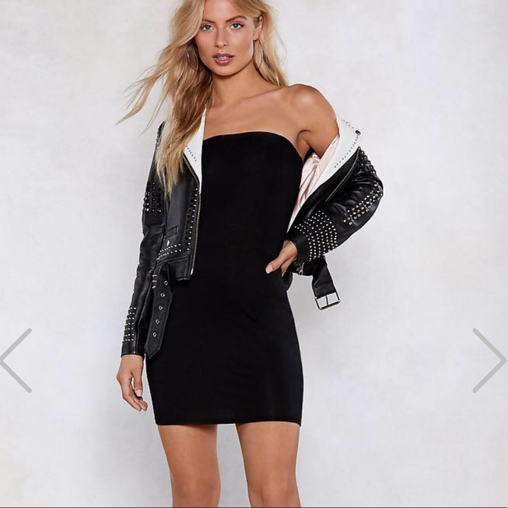 AMERICAN RAG BLACK LIGHT VELVETY CUTE & SEXY STRAPLESS MINI DRESS